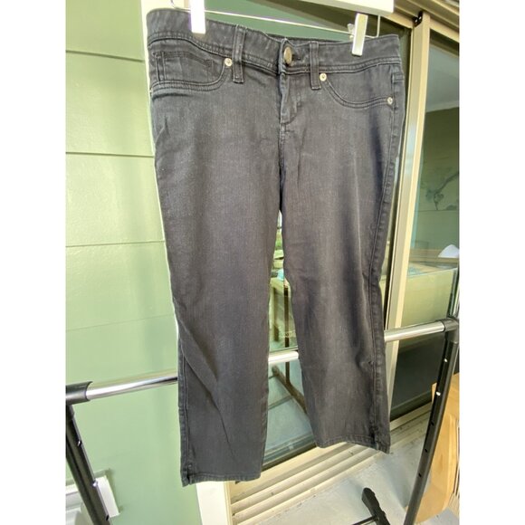 Vintage BEBE Y2K Black Stretch Denim Crop Jeans Size 28 Made in USA - Picture 1 of 5
